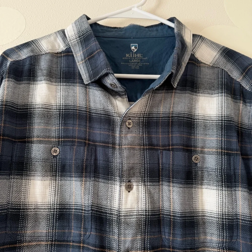 EUC Kuhl Men’s The Law Flannel Hunting Button Up Stellar Slate Blue Shirt